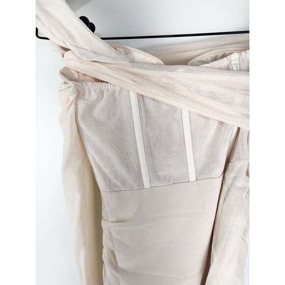 Oh Polly Size 0 Unique Long Sleeve Ruched Bodycon Mini Corset Dress - Picture 5 of 7